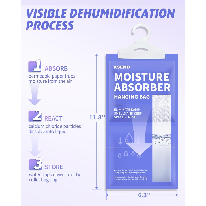 Ksend Moisture Absorbers 10 Pack, 9.8 Oz Compact Dehumidifier Bags