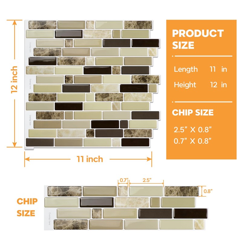 Vamos Tile 12" x 12" Peel and Stick Self Adhesive