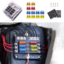 6 Way 12V Fuse Box, Waterproof Fuse Box Holder with LED Indicator Waterpoof Cover, Waterproof Boat Fuse Panel with Negative Bus Fuse Box for 12V-32V Automotive Truck Boat RV Van Vehicle