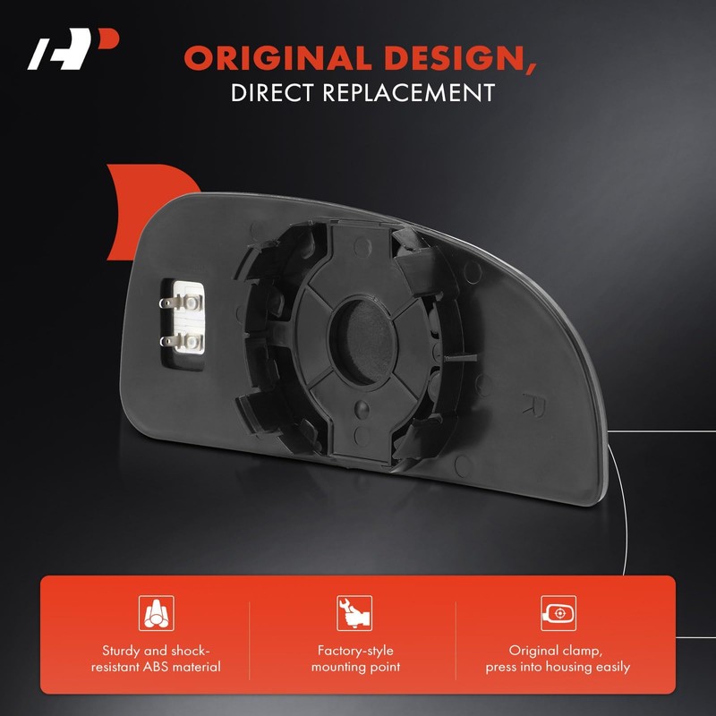 A-Premium Right Passenger Side Lower Heated Mirror Glass with Backing