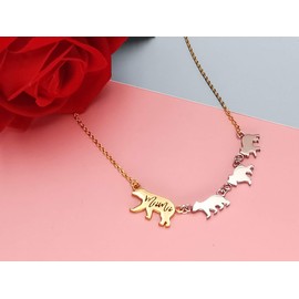 Beffy Mama Bear Necklace with 3 Three Cubs for Women, Mom Daughter Pendant for Mothers Day Birthday Christmas