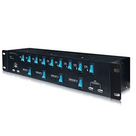 Technical Pro 1800 Watts Rack Mount 17 Outlet Power Supply Surge Protector with 5V USB Charging Ports, 13 power switches & USB Work Light