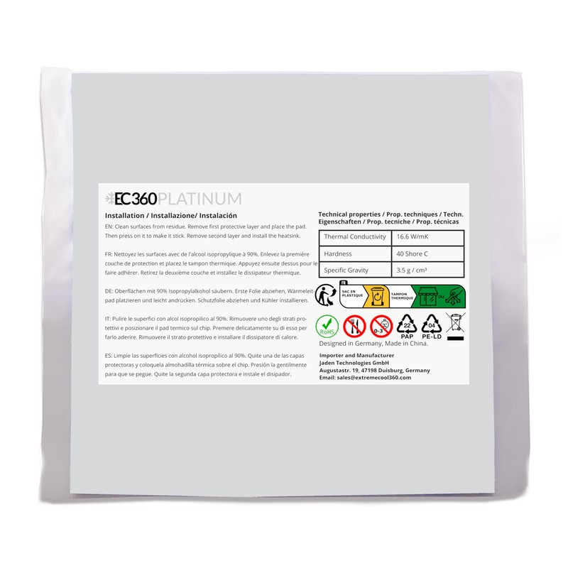 EC360® Platinum 16.6W/mK Thermal Pad (100 x 100 x 1.0