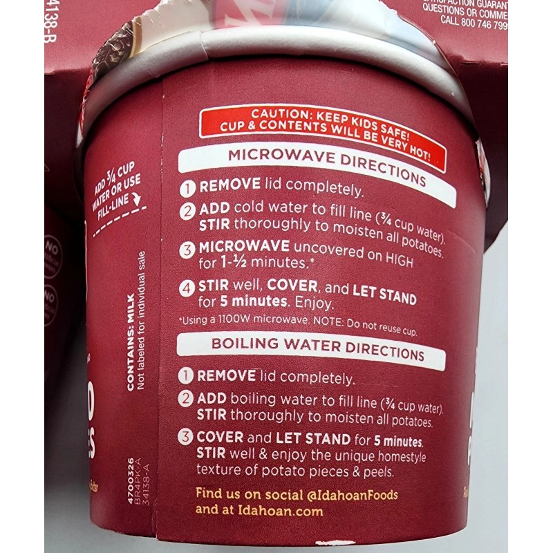 Idahoan Baby Reds Instant Mashed Potatoes Single Serve 2 Bx
