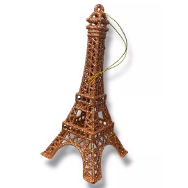 Unbranded EIFFEL TOWER ORNAMENT BRONZE GOLD GLITTER FRANCE STANDING CHRISTMAS NEW 5.5”