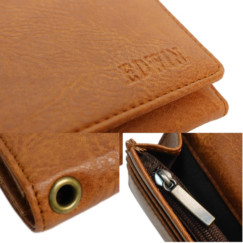 Edwin Retro Synthetic Leather Long Wallet, Embossed Logo, Synthetic Leather,