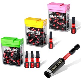 Geinxurn Torx Impact-Resistant Screwdriver Bits Set, 90 Pieces, 25 mm Magnetic (T10/T15/T20/T25/T30) S2 Steel Multi Driver Bits, 1 Piece 75 mm Bit Holder with Storage Colourful Box