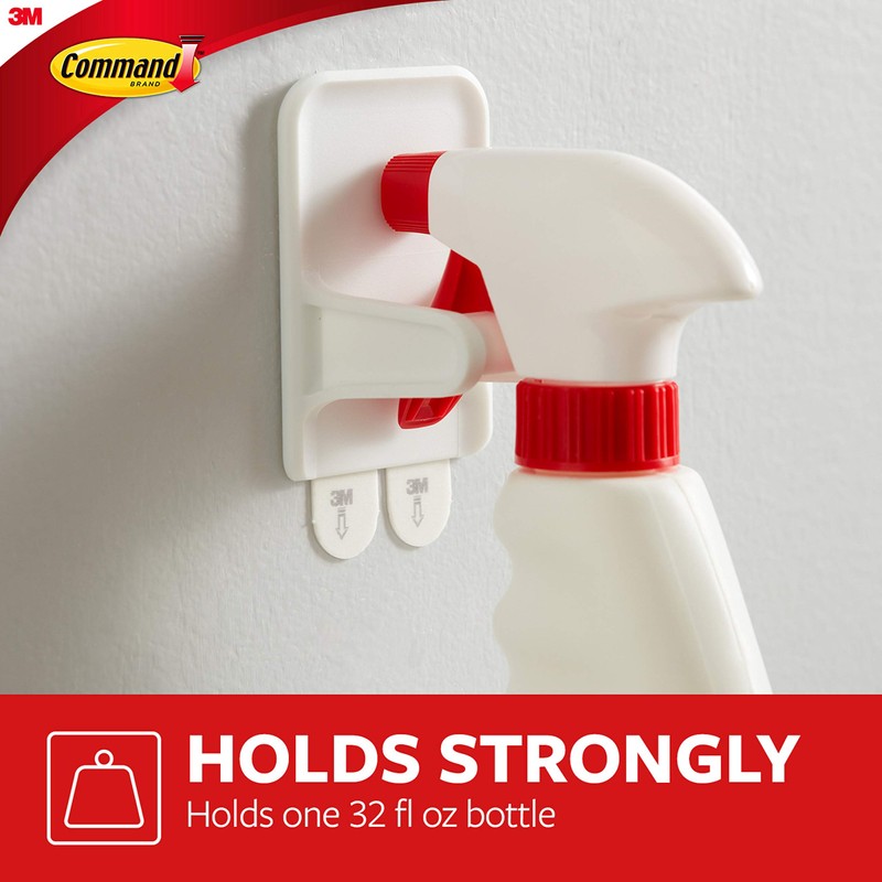 Command Spray Bottle Hangers, White, Holds up to 32 fl
