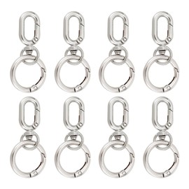 UNICRAFTALE 8Pcs Double Opening Metal Spring Hooks Clip Alloy Swivel Clasps with Spring Gate Rings 55mm Long Platinum Trigger Spring Keyring Buckle for DIY Key Chains Bags Purses