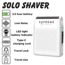 Supreme Trimmer Solo Mens Single Foil Shaver STF101 (150 Min Runtime) Cordless Powerful USB-C Mini Size Travel Razor for Barbers, & Home use | White