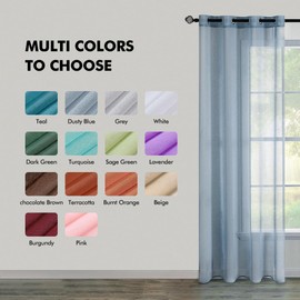 MIULEE 2 Panels Blue Semi Sheer Window Curtains Elegant Grommet Top Window Voile Panels/Drapes/Treatment Linen Textured Panels for Bedroom Living Room (54X96 Inches)
