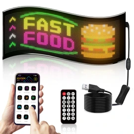 Devil's Eyes Light for Cars - Windshield Eyes Animated LED, 10.62''X4.72'' Howdot Double Row Programmable LED Sign for Car, Scrolling Matrix Panel Remote APP Control for Fathers Day Gift