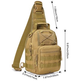 G4Free Lightweight Tactical Chest Backpack Tactical Sling Backpack Military Shoulder Bag EDC Chest Bag for Outdoor Sports Camping Hiking, brown, Tactical