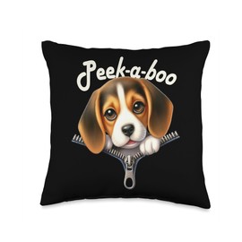 Funny - Peek-a-boo - Beagle Throw Pillow
