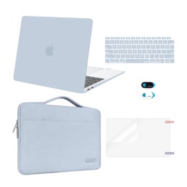 MOSISO Compatible with MacBook Air 13 inch Case 2022 2021 2020 2019 2018 Release A2337 M1 A2179 A1932 Retina Display, Plastic Hard Shell&Bag&Keyboard Skin&Webcam Cover&Screen Protector, Baby Blue