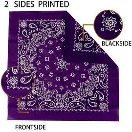 HankieWorld Bandanas 6&12 Pack Cotton 22inch Unisex Cowboy Kerchiefs(Purple-12 pack)