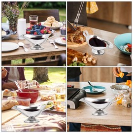 OUNONA 6 Pcs Stainless Steel Gravy Boat Set - 5oz Condiment Bowls and Gravy Dispensers for Sauces, Ideal for Christmas and Special Occasions