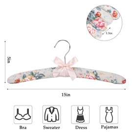 NEOVIVA Padded Hangers for Women Clothing, Floral Padded Clothes Hangers for Women, No Shoulder Bump Hangers for Adult, Padded Clothes Hangers for Women Sweaters, Dresses, Suits (10 Pack)