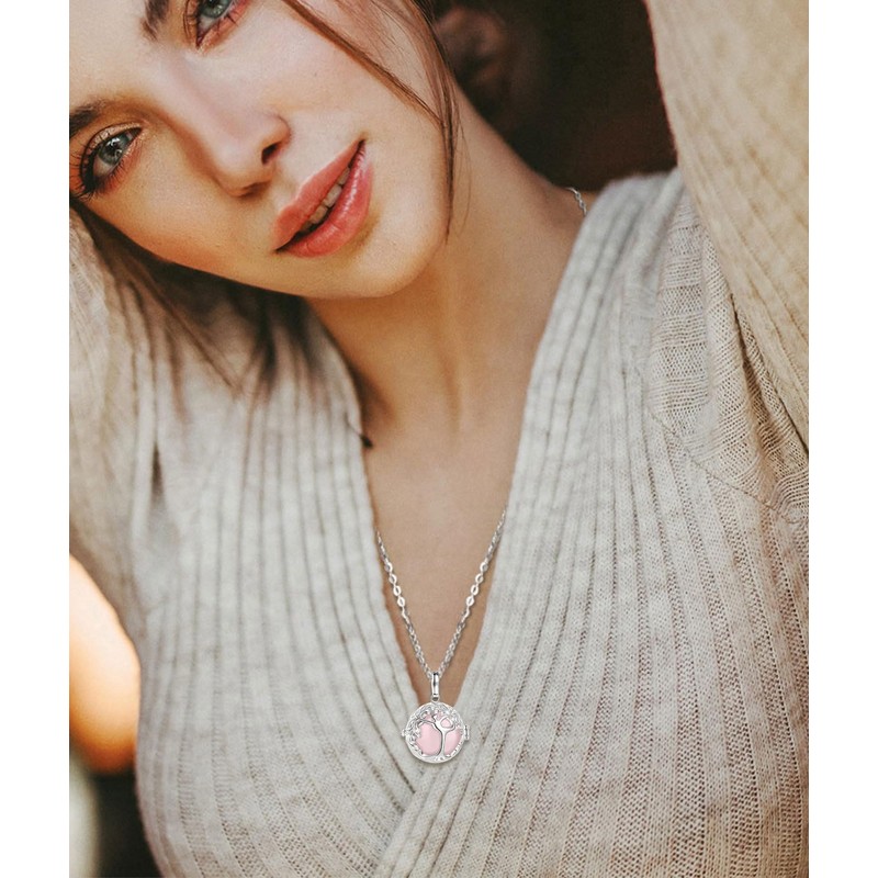 INFUSEU Tree of Life Necklace, Crystal Tree of Life Pendant