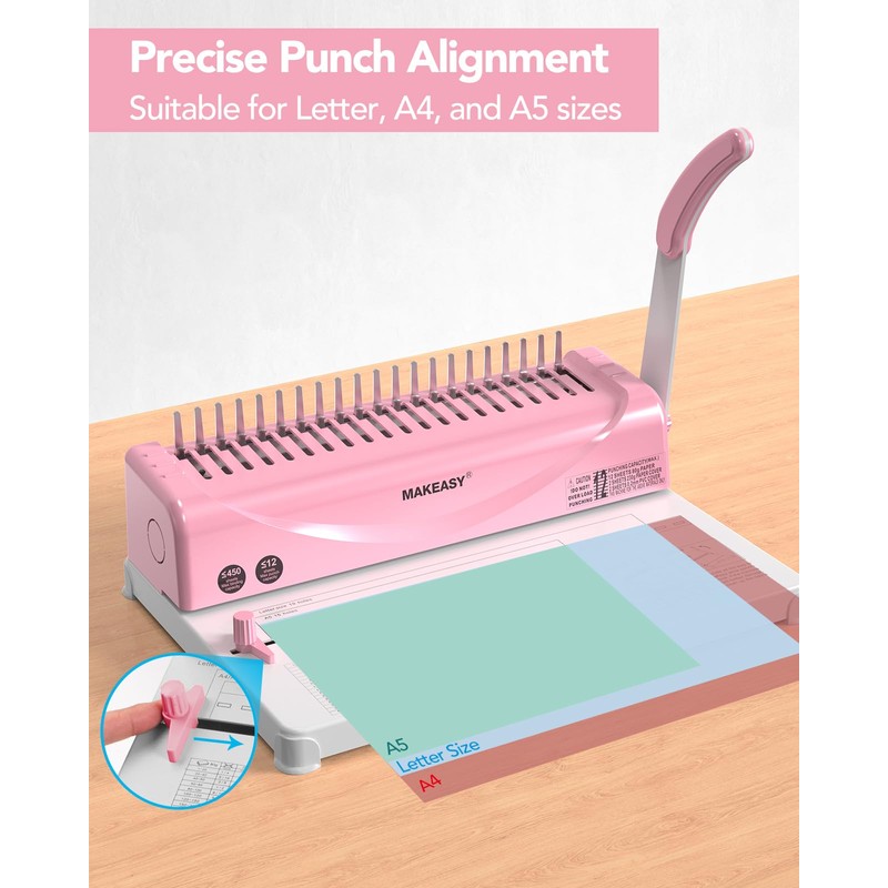 MAKEASY Binding Machine, 21-Hole, Comb Binding Machines with 100PCS Comb