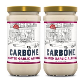 Carbone Roasted Garlic Alfredo Pasta Sauce | Creamy Blend of Parmesan and Romano Cheese | Low Carb, Gluten Free | 15 Fl Oz (Pack of 2)