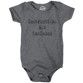 Instructions Not Included Baby Bodysuit Funny Parenting Tutorial Joke Jumper for Infants Funny Baby Onesies Funny Sarcastic Onesie Novelty Onesie Dark Grey 18 Months
