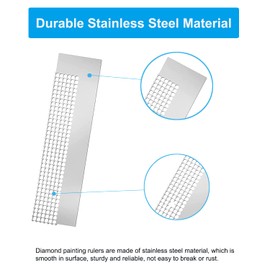 Diamond Painting Ruler, 2 Pieces DIY Stainless Steel Painting Ruler Drawing Tool with 216 Blank Grids for 5D Diamond Painting(4.53 inch x 1.18 inch)
