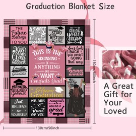 2025 Graduation Gifts Blanket 50''x60'', Inspirational Quotes Print Flannel Throw Blanket for Graduates Decorations Class of 2025 for Her Him, High School College Graduation Decorations Ideas