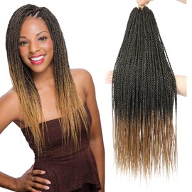 Senegalese Twist Crochet Hair For Black Women 18 Inch 7 Packs Crochet Senegalese Twists Crochet Twists Pre Looped Small Crochet Braids Hair 30Stands/Pack Hot Water Setting(18 Inch, 1B/27)