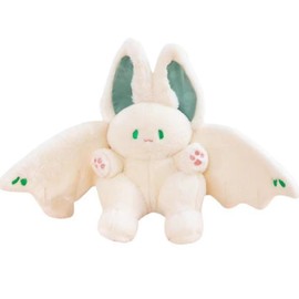 OUKEYI 35cm/13.7“ inch Bat Rabbit Plush Stuffed Toy, Cute Bunny Stuffed Animal Bat Plush Toy, Soft Bat Bunny Stuffed Animal, Cute Rabbit Plush Toy with Bat Wings for Kids (white)