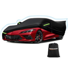 All Weather Car Cover for 2020-2025 Chevy Corvette C8, Waterproof Durable Tear Resistant Protection Heavy Duty Corvette C8 Car Cover with Straps, Zipper, and Storage Bag