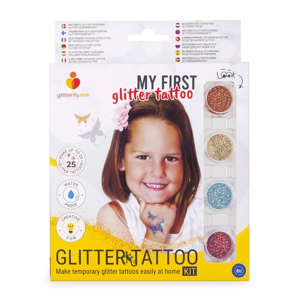 My First Glitter Tattoo - Glitter Tattoo Set for Girls Kids - Made in EU Cosmetic Quality