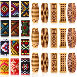 27 Pieces Hair Jewelry for Women Braids Hair Tube Beads and Fabric Dreadlock Beads DIY Mix Hair Braid Cuff Clip for Men Hip Hop Style (Symmetric Pattern)