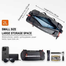 Danuosie Bike Handlebar Bag, Waterproof Bicycle Front Roll Bag with Reflective Area, Cycling Storage Pouch with Waterproof Zipper Shoulder Strap Removable Straps for Road Mountain E-Bikes