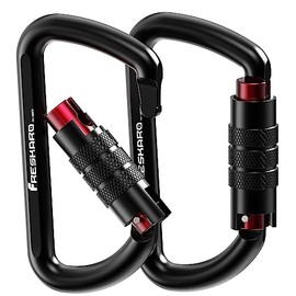 3inch 12kN Twist Locking Carabiner Clips, Weight Rating 1224kg, Auto-Lock Aluminium Carabiners Heavy Duty, Quick Release Carabina for Hammocks, Yoga Swing, Camping, Keychain, Dog Leash, Black, 2pcs