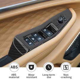 Linskip Power Window Switch Panel Covers Trim Compatible with 2021-2024 Jeep Grand Cherokee L 4XE & 2022-2024 Grand Cherokee, Door Controls Panel Trim, Interior Accessories(Carbon Fiber Black)