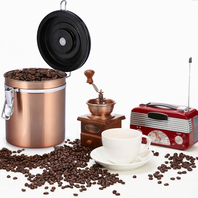 1.5L 304 Stainless Steel Airtight Coffee Beans Container Storage Canister