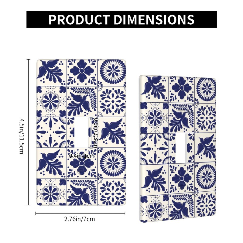 Mexican Talavera Tile Light Switch Cover 1-Gang,Single Toggle Decorative Switch