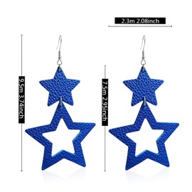 KVANU Pendientes colgantes únicos hechos a mano de cuero bohemio con estrella, creativos, personalizados, grandes, de doble hueco, para mujeres, niñas, verano, vacaciones, boda, regalos de joyería, Cuero, N/P
