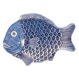 G.E.T. 370-10-BL-EC Melamine Fish Serving Platter, 10" x 7", Blue (Set of 4)