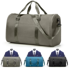 VECAVE Convertible Garment Duffle Bags for Travel, Carry On Garment Bag for Women Men 2 in 1 Hanging Suit Bag, Large Weekender Bags for Business Trip Wedding Hanging Clothes Green