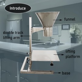 LGXEnzhuo 304 Stainless Steel Manual Filling Hopper with Adjustable Support Stand 3.9" Funnel Diameter 11.8x11.8 Platform Heavy-Duty for Powder Paste Liquid Granule Packaging