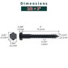 3/8 x 3 Black Hex Head Lag Screws Bolts (10