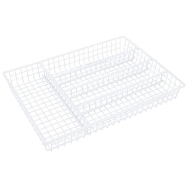 Rocky Mountain Goods Silverware Tray - Kitchen Drawer Organizer - 5 Compartments - Heavy Duty Coated Steel Construction - Clean Contemporary Look - Wire Frame - White - 14" x 10" x 1.75"