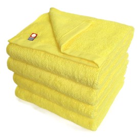 Beauty-Grade Imabari Towel, Commercial Use, Face Towel, 4-Piece Set, Murakami Towel, M-Color, 13.4 x 33.9 inches (34 x 86 cm), For Beauty Salon Use, All 100 Colors, Lightweight and Thin (No.12 Yellow
