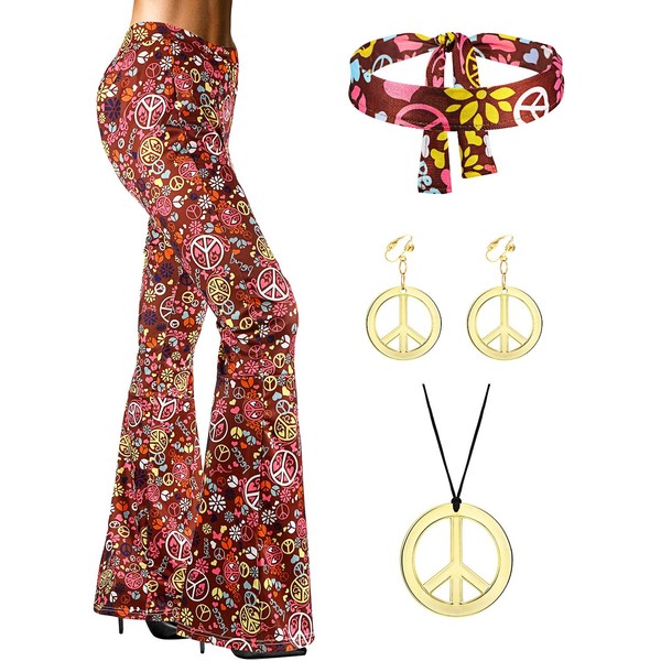 SATINIOR 60s 70s Women Hippie Costume 70s Retro Bell Clothes