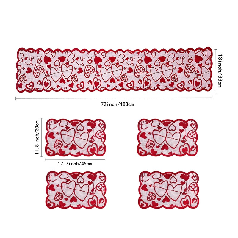 Joyfol Day 5 PCS Valentines Day Lace Table Runner with