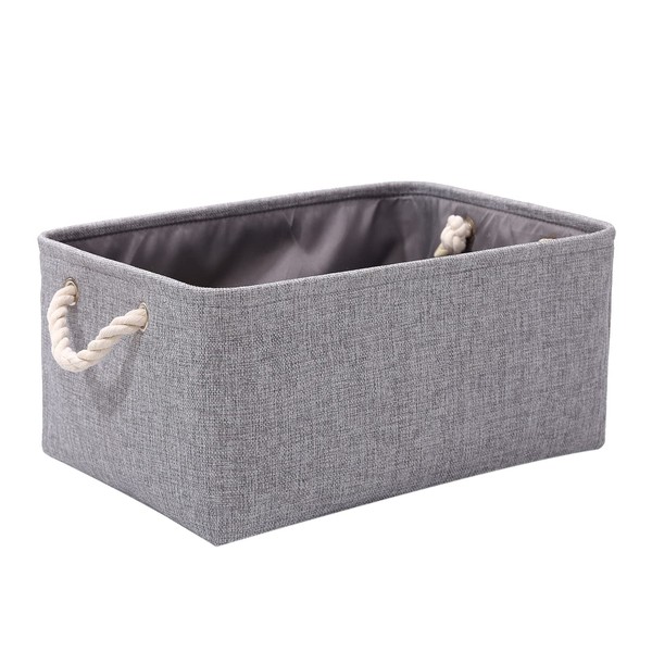PWVMWM Fabric Grey Storage Boxes with Handles, Small Grey Storage