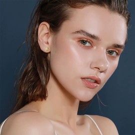 Crystal Magic Cube Tiny Cartilage Stud Earrings for Women Teen Girls Cubic Zirconia Small Ball Screw Back Tragus Studs Geometric Earring Dainty Jewelry Gifts Hypoallergenic 20G (Gold)