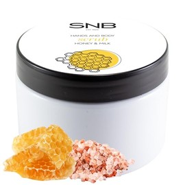 SNB Professional Körper- und Handpeeling mit Himalaya-Salz, Honig und Milch 300 ml – Sanftes Peeling für glatte Haut –Mit Lanolin, Sheabutter, Bienenpollen- und Propolis-Extrakt – Für trockene Haut